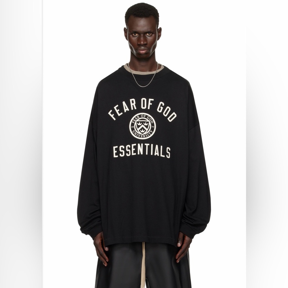 Fear of God ESSENTIALS Black Jersey Long Sleeve T-shirt, size M